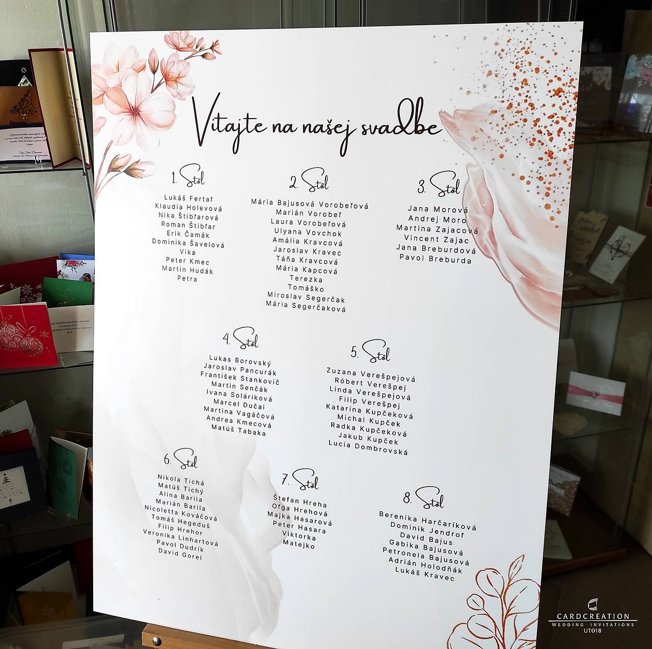 Svadobný zasadací poriadok UT018