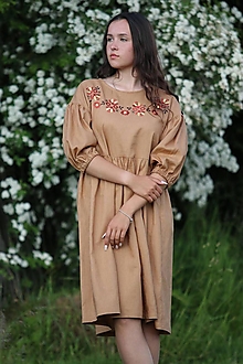 Šaty - Dámske ľanové šaty Kvitnúca aleja - 15732526_