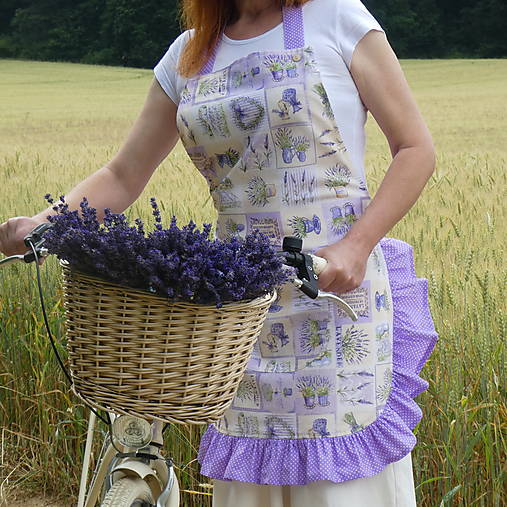 Iné oblečenie - Zásterka Levanduľový patchwork volán - 15735637_