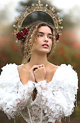Ozdoby do vlasov - Romantická korunka s červenými ružami Dolce vita - 15735048_
