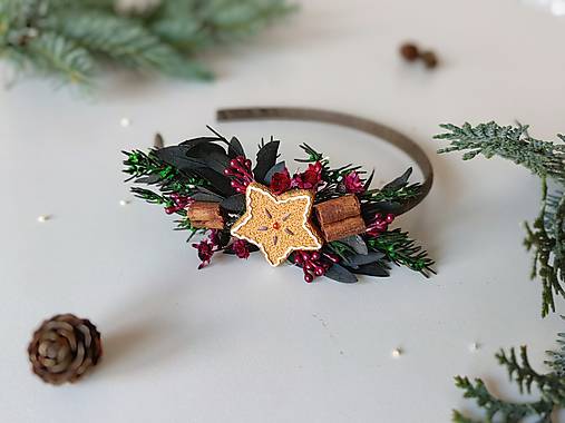 Vianočná čelenka "prach hviezdnych prianí" - škoricová hviezda