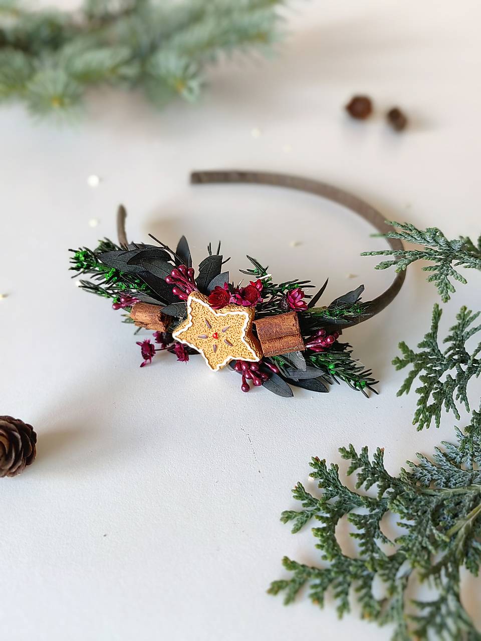 Vianočná čelenka "prach hviezdnych prianí" - škoricová hviezda