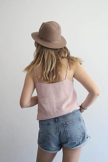 Topy, tričká, tielka - Ara – ľanové tielko na ramienka (prašná ružová) - 15735686_