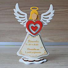 Dekorácie - Dievča Anjel Prvé sväté prijímanie (Biela 12,5x18,5cm) - 15736497_