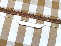 Úžitkový textil - Utierka s háčkovanou krajkou, hnedé káro - 15734024_