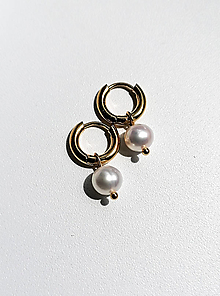 Náušnice - Petite - malé kruhové náušnice s perlami, 2v1 - 15736158_