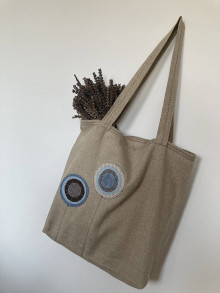 Nákupné tašky - Ľanová taška plátenka (Modrá) - 15738645_