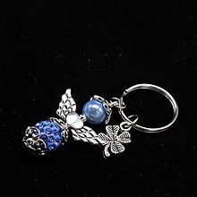 Kľúčenky - Kľúčenka anjelik so štvorlístkom  (Modrá bledšia) - 15738102_