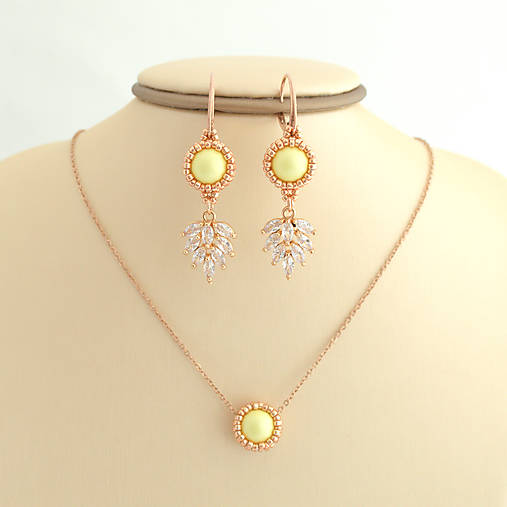 Jemný perlový set s pozlátenými korálkami (Ag925 a 316L) (Letný set)