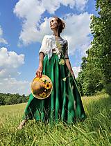 Sukne - KOLOVÁ SUKNĚ ZAVINOVACÍ  -  SMARAGD - 15736785_