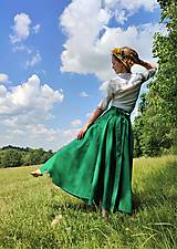 Sukne - KOLOVÁ SUKNĚ ZAVINOVACÍ  -  SMARAGD - 15736789_