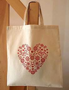 Nákupné tašky - Taška "srdce malé vtáčiky" - 15737717_