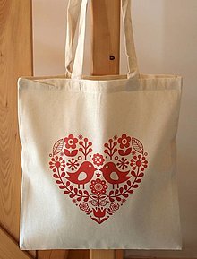 Nákupné tašky - Taška "srdce veľké vtáčiky" - 15738118_