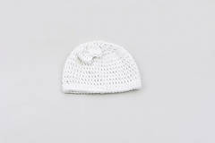 Detské čiapky - Biela čiapka s mašličkou BAVLNA - 15738148_