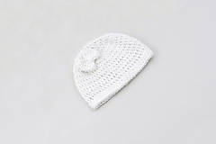 Detské čiapky - Biela čiapka s mašličkou BAVLNA - 15738159_