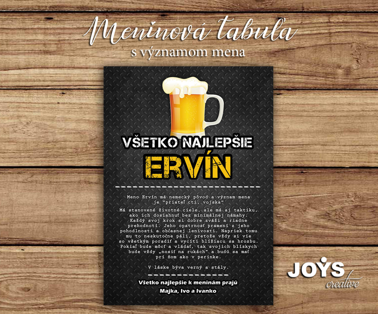 Tabuľka k meninám s charakteristikou / významom mena (Všetko najlepsie)