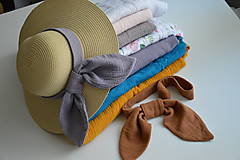 Čiapky, čelenky, klobúky - Dámsky  klobúk  s mušelínovou mašlou - 15739300_