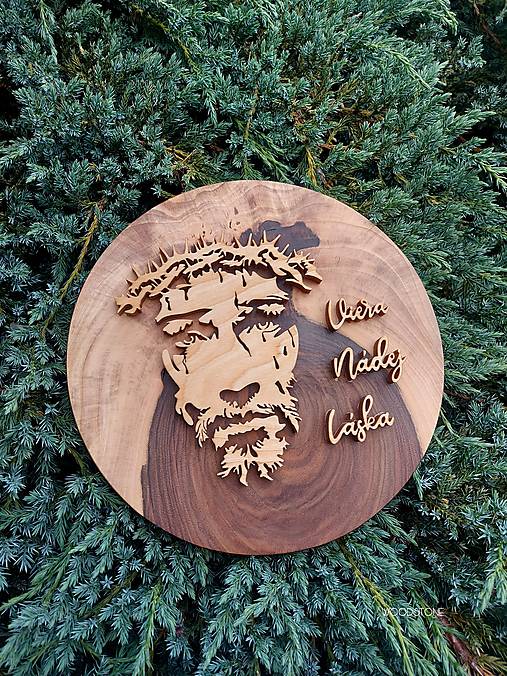 Ježiš-Viera,Nádej,Láska-drevený portrét