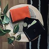 Peňaženky - Malá kožená peňaženka/puzdro na karty - bledá oranžová - 15738553_
