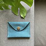 Peňaženky - Malá kožená peňaženka/puzdro na karty - modrá - 15738565_