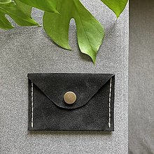 Peňaženky - Malá kožená peňaženka/puzdro na karty - čierna - 15738628_