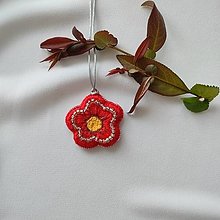 Náhrdelníky - Náhrdelník  Červený kvet - 15737580_