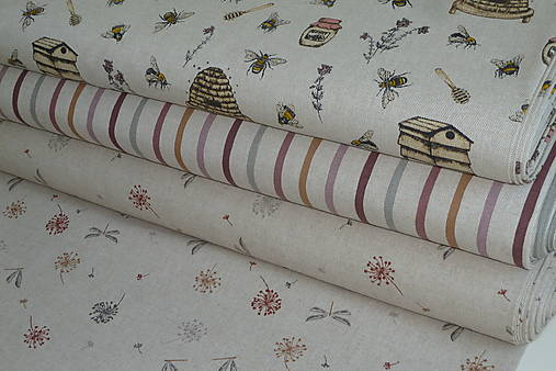 Textil - Látka Včielky a úle (Pruhy) - 15741012_