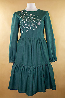 Šaty - Zelené dámske šaty vyšívane - 15739363_