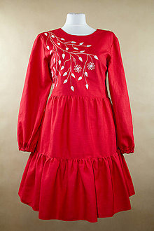 Šaty - Červené dámske šaty vyšívane - 15739364_