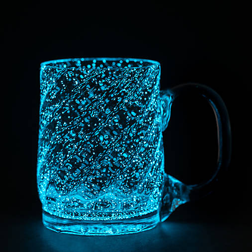 Nádoby - Fluorescenčné - svietiaci sklenený polliter-MODRÝ - půllirt - 15739308_