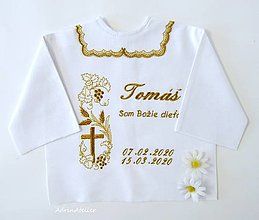 Detské oblečenie - vyšívaná košielka na krst - 15742374_