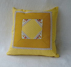 Úžitkový textil - Slniečkové romantické vankúše - návliečky (Žltá so štvorcom) - 15742784_