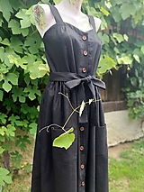Šaty - Ľanové šaty na ramienka Čierne - 15742016_