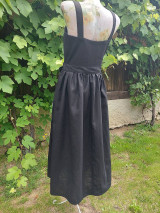 Šaty - Ľanové šaty na ramienka Čierne - 15742019_