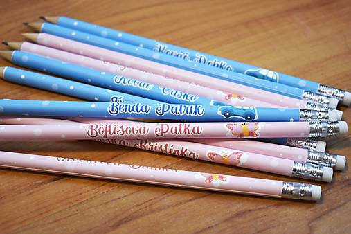 Papiernictvo - Ceruzka ružová/modrá s menom - 15743015_
