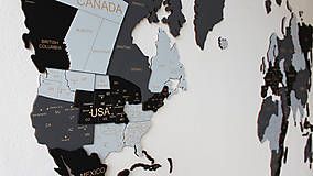 Dekorácie - Drevená 3D Mapa Sveta + názvy štátov a hlavné mestá - 15744119_
