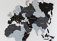 Dekorácie - Drevená 3D Mapa Sveta + názvy štátov a hlavné mestá - 15744121_