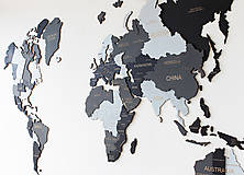 Dekorácie - Drevená 3D Mapa Sveta + názvy štátov a hlavné mestá - 15744122_