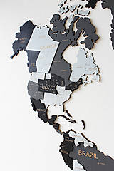 Dekorácie - Drevená 3D Mapa Sveta + názvy štátov a hlavné mestá - 15744124_