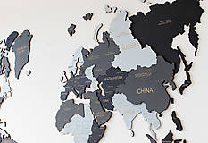 Dekorácie - Drevená 3D Mapa Sveta + názvy štátov a hlavné mestá - 15744125_