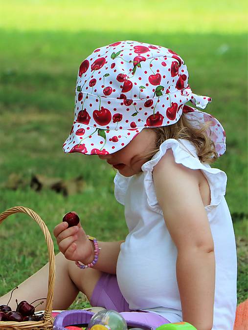 Letný detský šilt čerešne - prémiová bavlna