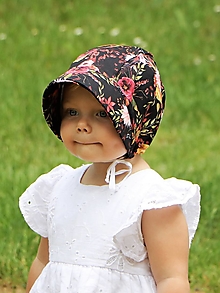 Detské čiapky - Letný čepiec „ Dahlia “ prémiová bavlna čierna - 15747286_