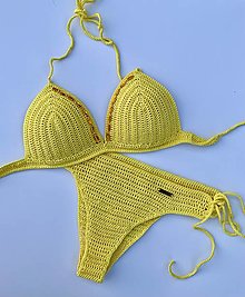 Plavky - Háčkované plavky jasné žlté - 15746353_