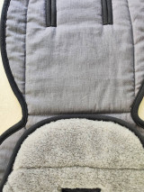 Detský textil - Podložka do kočíka ROAN  100% ovčie rúno MERINO TOP SUPER WASH Grey 100% ľan Antracit - 15746436_
