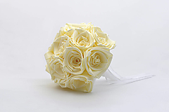 Kytice pre nevestu - Saténová kytica svadobná vanilková ruže - 15746410_