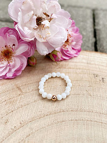 Prstene - Romantické prstienky z bielej perlete (Rose Gold) - 15745422_