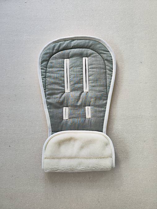 Detský textil - Vlnienka podložka do kočíka BABY JOGGER City Elite 2 100 % merino Top Super Wash Natural 100% ľan  Green Mint - 15748428_