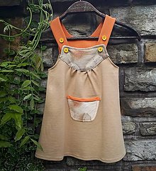 Detské oblečenie - Ekoprincezná- béžové šaty s hodvábom - 15749644_