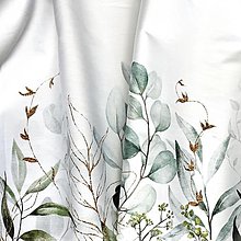 Textil - bordúra s eukalyptom, 100 % bavlnený satén EÚ, šírka 160 cm - 15747553_