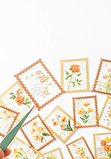 Papier - Botanické poštovné známky - zlatisté " Garden" - 15748469_
